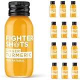 Fighter Shots Ingwer Shot Kurkuma (12 x 60ml) | Reduziert Blähungen | Boosted Abwehrkräfte | 100% Natürlich | Frische & Feurige Kurkuma Shots