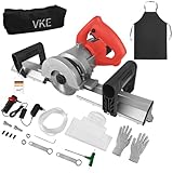 VKE Elektrischer Fliesenschneider, 1200W 45 grad Fasenschneiden mit Sägeblatt, Maschine zum Anfasen von Fliesen, Fliesenschrägschneider mit 12V Wasserpumpe (mit Aufbewahrungstasche und Schürze)