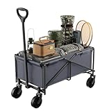 WOLTU Bollerwagen Faltbarer, mit Verstellbarem Griff für alle Gelände, 78x43x90cm, Tragkraft 80kg, zusammenklappbarer Wagen für Camping, Einkaufen, Strand, Grau