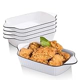 Penbinmall 26.5cm Kleine Auflaufformen 4er Set, 1L Rechteckige Lasagneformen, Kleine Keramik Backform, Rechteckige Backformen mit Griffen, Ofenfest & Mikrowellenfest