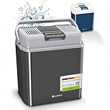 Juskys elektrische Kühlbox 24 Liter 12 V / 230 V für Auto, Lkw, Reisemobil, Camping - Mini Kühlschrank kalt & warm - thermoelektrische Box - Grau