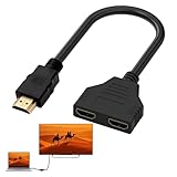 Doppel-HDMI-Adapter, doppelte HDMI-Buchse, HD MI-Splitter, HD MI-Switch, 1 Eingang, 2 Ausgänge, HDM I-Splitter, HD MI-Splitter, H DMI 2 Bildschirme, unterstützt nicht die gleichzeitige Nutzung