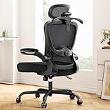 Marsail ergonomischer Bürostuhl mit 3D-Kopfstütze & 3D-Lendenstütze, Schreibtischstuhl ergonomisch mit Flip-Up Armlehnen, 90°–120° Kippverriegelung und dickem Sitzkissen, bis 136 kg belastbar