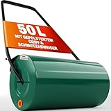 Gardebruk® Rasenwalze 60cm 50L gepolsterter Griff Schmutzabweiser befüllbar Handwalze Rasenroller Gartenwalze Ackerwalze