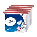 Softis 4-lagiges Toilettenpapier | 45 Rollen-Packung (5 x 9 Einzelpackungen) | 100 Blatt pro Rolle | Einzigartiges Softkammer-System | Recyclebare Verpackung | FSC®-zertifiziertes Papier