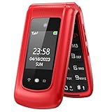 uleway GSM Seniorenhandy Klapphandy ohne Vertrag,Großtasten Mobiltelefon Einfach und Tasten Notruffunktion,2.4 +1.7 Zoll Dual Display Handy für Senioren (Rot), G380D-SE