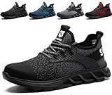 SUADEX Sicherheitsschuhe Arbeitsschuhe Herren Damen Leicht Arbeitsschutzschuhe Stahlkappenschuhe Atmungsaktiv mit Stahlkappe Schwarz 47 EU