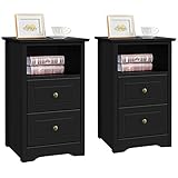 Yaheetech 2er Set Nachtschrank Nachttische mit 2 Schubladen und 1 Ablagefach Modern Schuladenschrank aus Holz Boxspringbett Nachtkommode für Schlafzimmer/Wohnzimmer, 40 x 35 x 60 cm