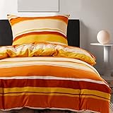 HENGWEI Bettwäsche 135x200cm 2teilig Set Extraweiches Bettwäsche-Sets für Einzelbett Hochwertiges Microfaser Bettbezug mit Kissenbezug 80x80cm, Gelbe Orange Streifen