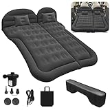 Auto Luftmatratze SUV Aufblasbare Matratze mit Pumpe MPV Air Bett Camping Auto Kissen Dickere Rücksitz Luftmatratze mit Zwei Kissen Für Camping Reisen Hinterhof Strand (Black)