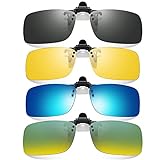 Hifot Sonnenbrille Aufsatz Clip on Sonnenbrille 4 Pack, Flip up Polarisiert Sonnenbrille für verschreibung, randlose Myopie Sonnenbrille für Frauen und Männer