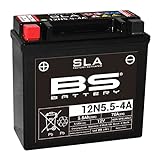 BS Battery 300841 12N5.5-4A AGM SLA Motorrad Batterie, Schwarz