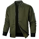 Bomberjacke Herren Langarm Übergangsjacke Blouson Jacke Casual Fliegerjacke Bikerjacke Bequeme Modische Pilotenjacke Leichte Herbstjacke Sportjacke Reißverschluss Stehkragen Einfarbig