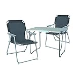 Mojawo 3tlg. Campingmöbel Set Alu Camping L80xB60xH68cm 1x Campingtisch mit Tragegriff + 2 Campingstühle Anthrazit
