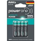 Power ONE LONGLIFE Power AAA Batterien, langlebige Alkalibatterien, Made in Germany mit bis zu 10 Jahren Haltbarkeit - 8er Pack