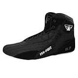 FOX-FIGHT B7 Kampfsport Schuhe | für Damen und Herren | Atmungsaktiv Flexibel | Wildleder | Ringerschuhe | Athletik Fitnesschuhe Bodybuilding | 45 / Black