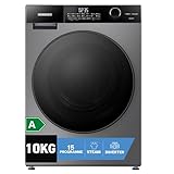 Heinrich´s Waschmaschine, Steam-Funktion, 10kg Mega Kapazität, 15 Programme, 1400 U/min., Aqua-Stop, LED-Display, Endzeitvorwahl, mit Kindersicherung, langlebiger und leiser Inverter Motor,Titan-Grau