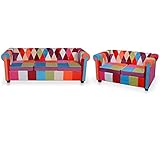 WDGJJFECNMUEHI Multifunktionales Sofa Lounge Sofa2-tlg. Chesterfield-Sofa-Set StoffGeeignet für Schlafzimmer Wohnzimmer