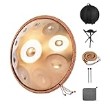 FUSKANG 432hz Handpan Steel Drum 9 Töne 22inch Purple Performer in D Minor mit Handpan-Ständer, Handpan-Koffer