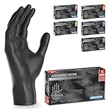 ARNOMED Einweghandschuhe 100 Stück/Box, Schwarze Einmalhandschuhe S, puderfreie & latexfreie Nitrilhandschuhe, Handschuhe in Gr. S, M, L & XL verfügbar