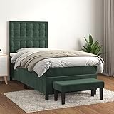 SKM Boxspringbett mit Matratze Dunkelgrün 80x200 cm Samt,53,52 KG,3138052,Color: Grün