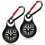 kodivenj 2 Stück Kompass Mit Karabinerhaken, Multifunktionaler Tragbarer Outdoor Kompass, Zinklegierung, Metallring, Schlüsselanhänger, für Outdoor Camping Wandern