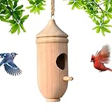 Muuzebsy Vogelhäuser aus Holz – kleines Vogelhaus Kolibri-Futterstation – Kolibri-Nest aus Holz mit Seil, Kolibri-Nisthaus für Fenster, Garten, Outdoor, Haus