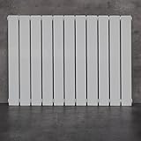 WITEN&NOCK Design Heizkörper Flach Paneelheizkörper Horizontal 600x830 mm, Heizung Badheizkörper für Badezimmer, Flachheizkörper mit Seitlichen Anschlüssen 611 Watt Weiß einlagig