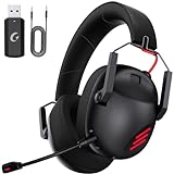 Gaming Headset Wireless, Gaming Kopfhörer für PS4/PS5/PC/Switch, PS5 Headset with Noise Cancelling Mikrofon, Low Latency 2.4 GHz Connection, Bluetooth 5.3, Lightweight, 50 Hours Battery Life - Schwarz
