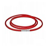 LYVQZPWLRWachsende Halskette, Halskette Kordel 40-70cm Schwarzes Lederband Wachsseil Spitzenkette mit Edelstahl-Drehverschluss(Red 2mm,55cm)