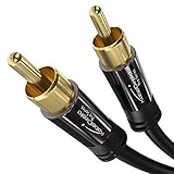 KabelDirekt – 5 m – Cinch-Subwoofer-Kabel, 1 Cinch auf 1 Cinch, Audio/Digital/Video (Koax-Kabel, RCA-Stecker/Stecker, für Verstärker/HiFi, Audiosignal oder Composite-Video, 75 Ohm, schwarz)