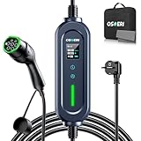 Osoeri Typ 2 Ladekabel Schuko 3.68kW 6-16A, EV Ladegerät 7.5M Ladekabel Einstellbare Strom & 0–12H Reservierungszeit für PHEV/EV, Ladekabel CEE 16A Auf Typ 2, Mobile Wallbox/Ladestation