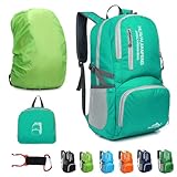 Lywencom Wanderrucksack,30l sportlich leicht faltbarer wasserdichter ultraleichter Rucksack für Outdoor Camping Picknick Wandern Laufen Schultasche mit wasserdichtem Regen (Seeblau)