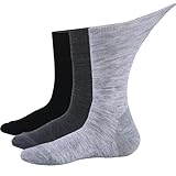 Forcool Diabetiker-Socken aus Merinowolle, nicht bindend, lockeres Oberteil, keine Blasen, Kissen, Diabetes, Ödeme, Kleid, Crew-Socken mit nahtloser Zehenpartie, Größe M, 3 Paar,