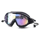 Kelisdi Schwimmbrille mit großem Rahmen, flach, leicht, zum Schnorcheln, Tauchen, Schwimmbrille für Damen und Herren, flach, leicht, Anti-Beschlag-Schutz, für Erwachsene