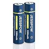 Wiederaufladbare 3.7V Akku 2 Stück, 3300mAh Batterie Lange Lebensdauer, für Taschenlampen, Stirnlampen, Türklingeln, ferngesteuerte Autos (Nicht Nicht AA/AAA Akku)