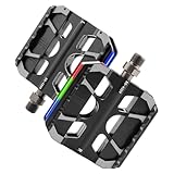 Fahrradpedale Fußstütze LED-Licht Fahrradpedale Plattform 9/16 Zoll Gewinde Anti-Rutsch Drei Lager Trittbretter für Fahrräder