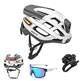 ASIEVIE Bicycle Smart Cycling Helm mit Bluetooth Kopfhörer, Scheinwerfer + Rücklicht Warnblinker - für E-Bikes, Roller, Pendler, Mountainbike
