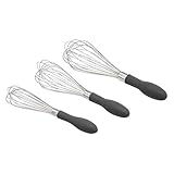 Amazon Basics SchneebesenSet aus Edelstahl, 3 Stück, Grau