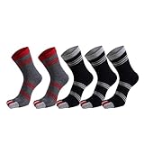 5 Paar Herren-Socken mit kurzen Zehen, reine Baumwolle, gestreift, Business-Vintage-Stil, schweißabsorbierend, weich, elastisch, Partykleid, 5-Finger-Socken ( Color : 2dark3black , Size : EU39-44 )