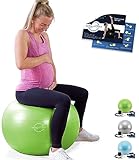 VITALWORXX Gymnastikball für Schwangere, extrem stabil, Sitzball Yogaball Pezziball 65 cm mit Pumpe, mit Übungen für Schwangerschaft, Geburt, Gesundheit,
