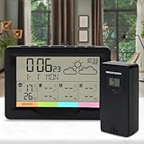 Casativo Profi Funk-Wetterstation mit 3 Aussensensoren - Behalten Sie 4 Zonen im Blick für maximale Übersicht & Kontrolle - inkl. Funkwecker & XL-Display
