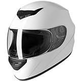 Favoto Motorradhelm Integralhelme für Erwachsene Vollvisierhelm Mopedhelm für Herren Damen Atmungsaktiv ECE Zertifiziert L (59-60cm) Weiß