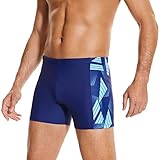 WHCREAT Badehose Herren Sport Schwimmhose Badeshorts Beachshorts Chlor Resistent, Blau, XL