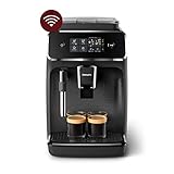 Philips Series 2200 Kaffeevollautomat – WLAN-Konnektivität, Mit App-Steuerung, Klassischer Milchaufschäumer, Intuitives Touchdisplay, Mattes Schwarz (EP2520/10)