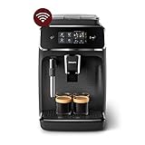 PHILIPS Series 2200 Kaffeevollautomat – WLAN-Konnektivität, Mit App-Steuerung, Klassischer Milchaufschäumer, Intuitives Touchdisplay, Mattes Schwarz (EP2520/10)