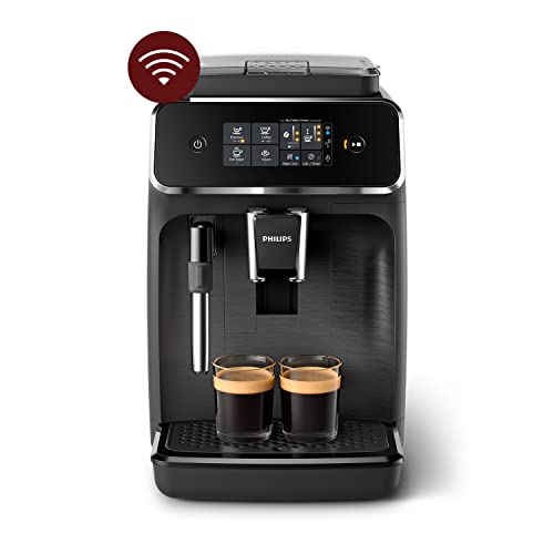 Philips Series 2200 Kaffeevollautomat – WLAN-Konnektivität, Mit App-Steuerung, Klassischer Milchaufschäumer, Intuitives Touchdisplay, Mattes Schwarz (EP2520/10)