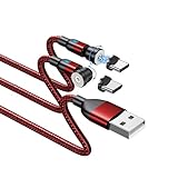 BITHAI Magnetisches USB-C-Ladekabel 2 Stück 0.5m 2.4 A magnetisches USB-Kabel mit Typ-C-Adapter, unterstützt Nylon-geflochtenes Magnet-Ladekabe (0.5m x 2)