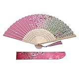 Kibon Faltbare Fächer, Handfächer, Bambusfächer mit Quaste für Geburtstagsgeschenke, Tanzen, Cosplay, Hochzeit, Party, Requisiten-Dekoration