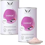 XbyX Energie 2er Set Waldfrucht 1000 g | 32 Portionen | Veganes Superfood Proteinpulver für Shake oder Smoothie | Eiweißpulver mit essentiellen Aminosäuren & wertvollen Vitaminen | Aus Deutschland